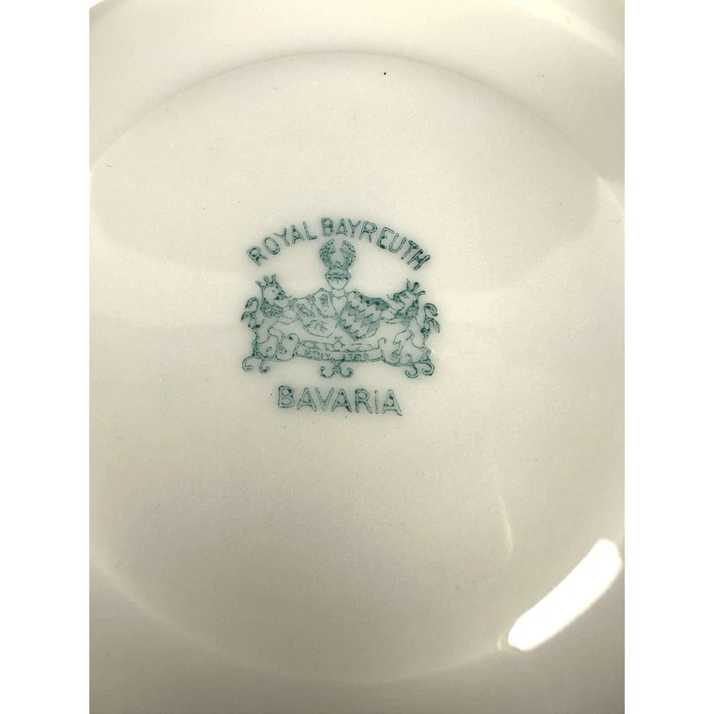 Vintage Royal Bayreuth Blue White Teacup & Saucer Floral Gold Trim Bavaria